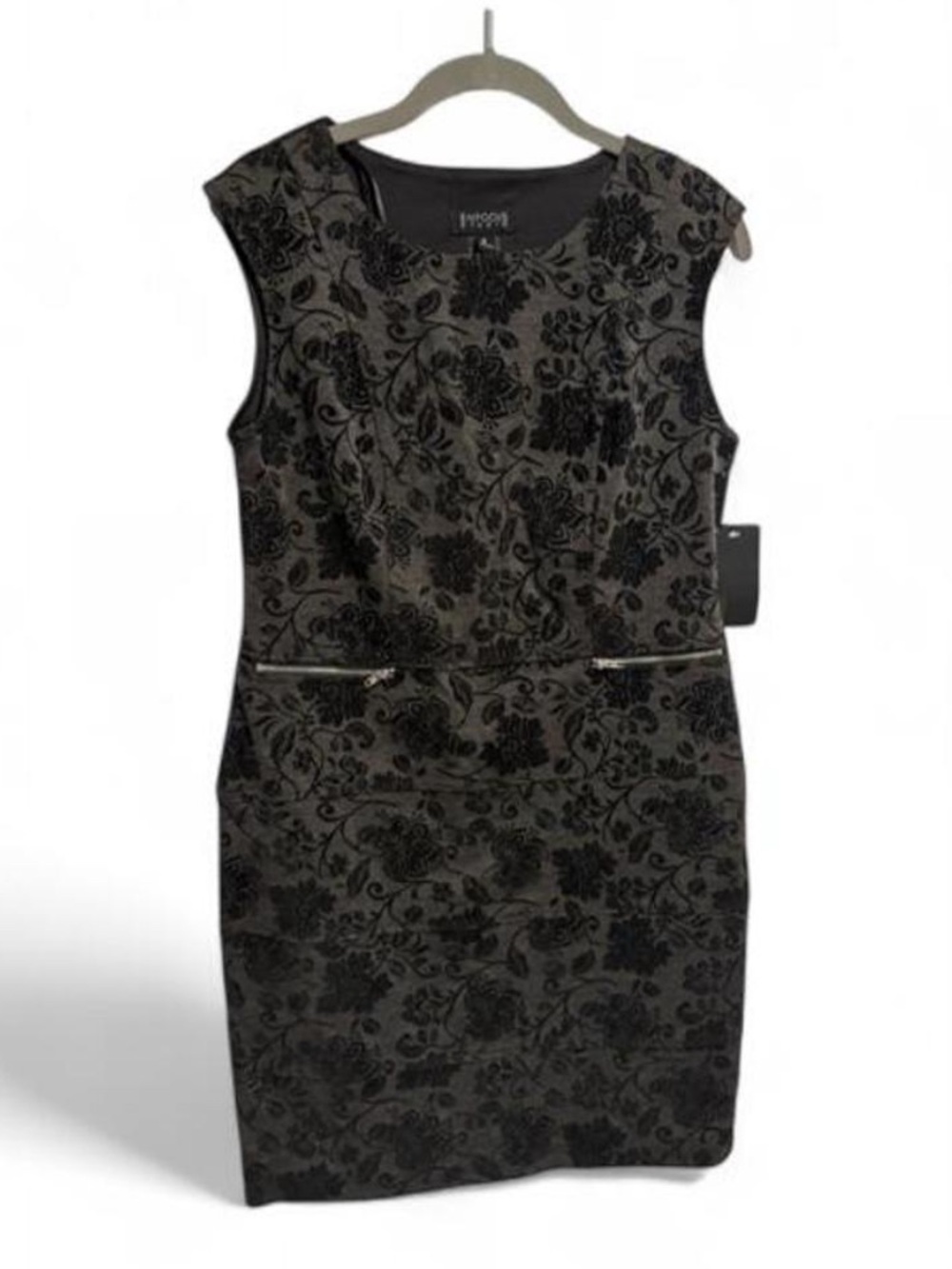 Enfocus Studio Black and Gray Floral Mini Dress